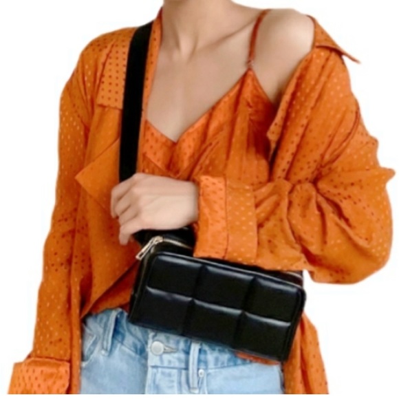 Amanda Uprichard Quilted Faux Leather Belt Bag in Black Sz STANDARD (0-14) - Picture 1 of 9